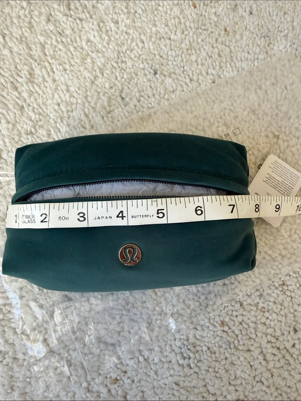 lululemon athletica Deep Emerald Velvet Cosmetic Case with Gold Logo
